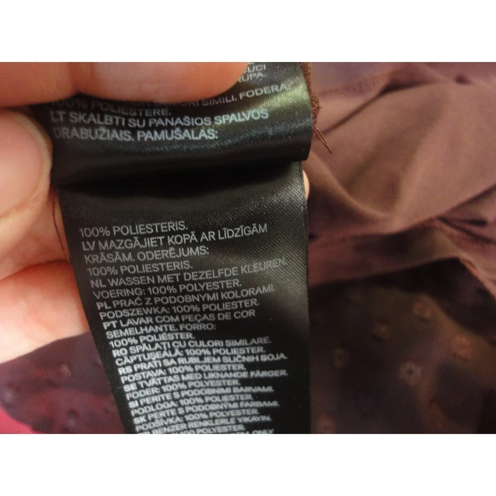 H&M Maroon Sheer dress with attached slip long sleeves size 14 NWT - Picture 10 of 12